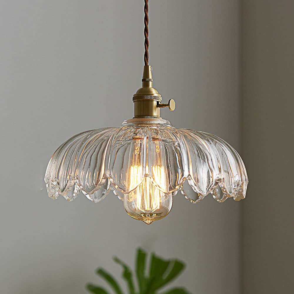 Lampa Wisząca Vintage z Kloszem w Kształcie Kwiatu - Przezroczysty