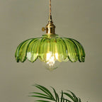 Lampa Wisząca Vintage z Kloszem w Kształcie Kwiatu - Zielony