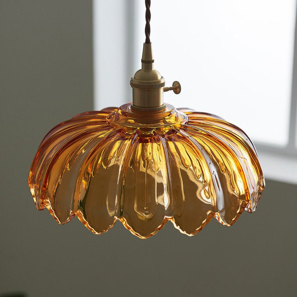 Lampa Wisząca Vintage z Kloszem w Kształcie Kwiatu - 4