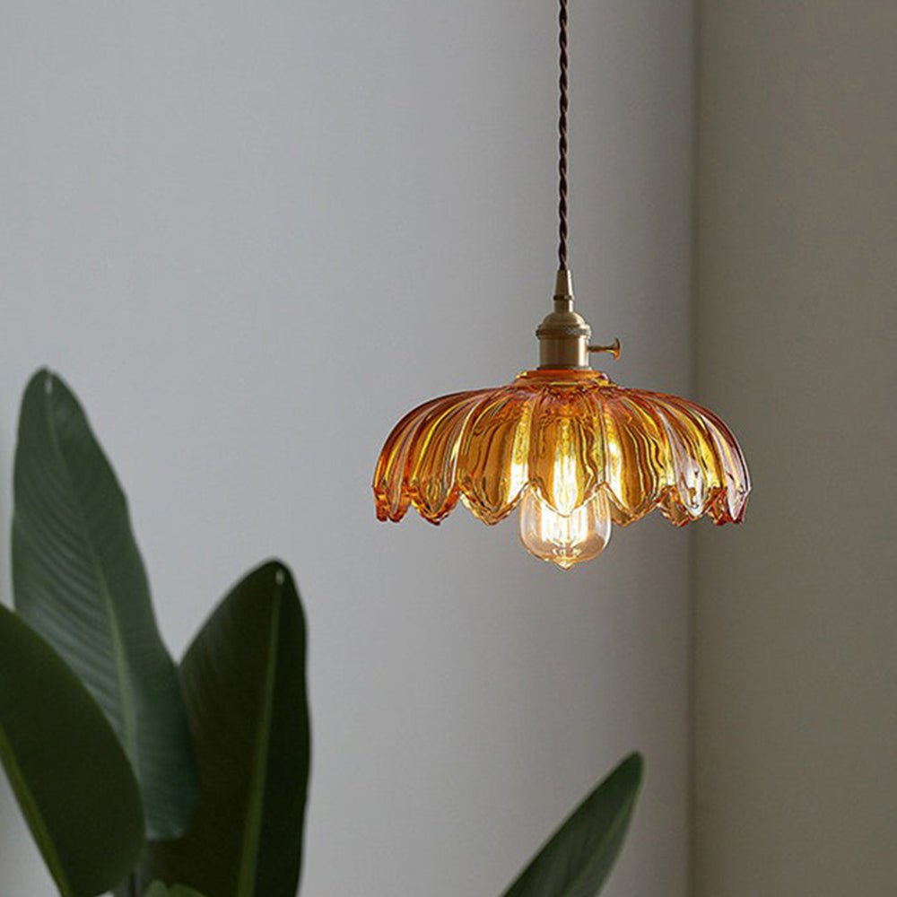 Lampa Wisząca Vintage z Kloszem w Kształcie Kwiatu - 6