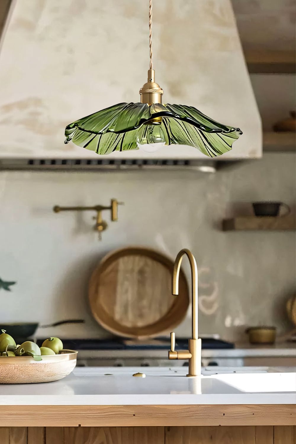 Lampa Wisząca Vintage z Kloszem w Kształcie Kwiatu Lotosu ze Szkła - 16