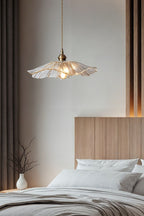 Lampa Wisząca Vintage z Kloszem w Kształcie Kwiatu Lotosu ze Szkła - 5