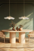 Lampa Wisząca Vintage z Kloszem w Kształcie Kwiatu Lotosu ze Szkła - 8