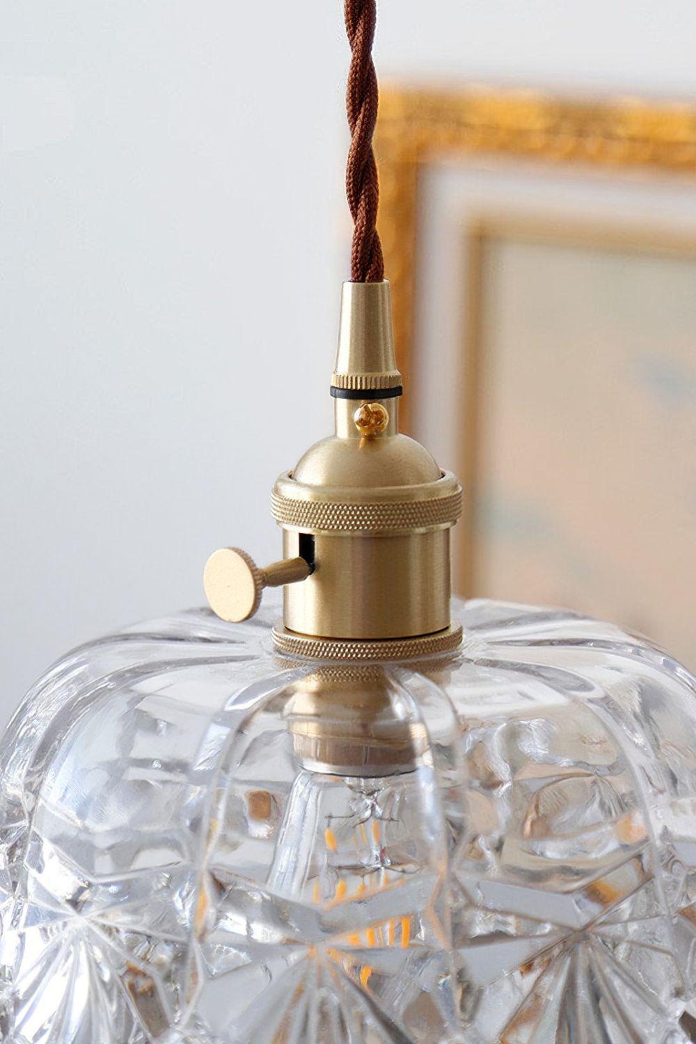 Lampa Wisząca Vintage z Kryształowymi Zawieszkami i Szklanym Kloszem - 15