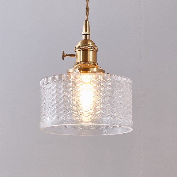 Lampa Wisząca Vintage z Teksturowanym Kloszem Szklanym - 13