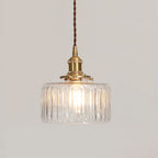 Lampa Wisząca Vintage z Teksturowanym Kloszem Szklanym - Przezroczysty