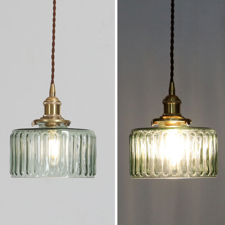 Lampa Wisząca Vintage z Teksturowanym Kloszem Szklanym - 19