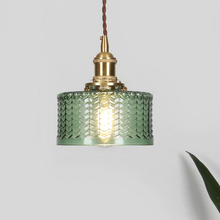 Lampa Wisząca Vintage z Teksturowanym Kloszem Szklanym - 3