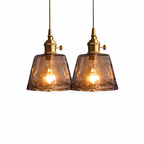 Lampa Wisząca Vintage z Teksturowanym Szklanym Kloszem i Mosiężną Oprawą - 7
