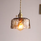 Lampa Wisząca Vintage z Teksturowanym Szklanym Kloszem i Mosiężną Oprawą - 5