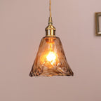 Lampa Wisząca Vintage z Teksturowanym Szklanym Kloszem i Mosiężną Oprawą - 2
