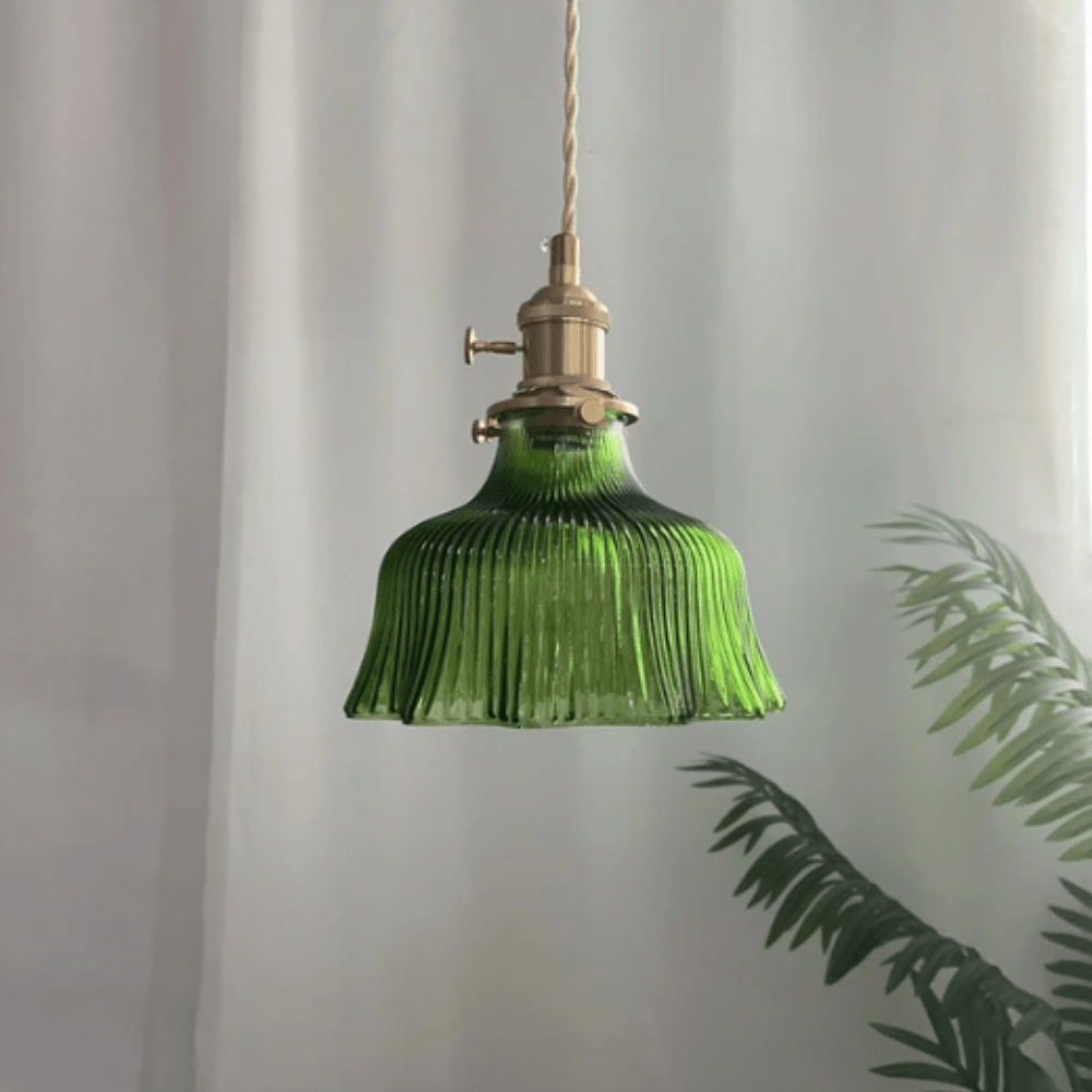Lampa Wisząca Vintage ze Szklanym Kloszem w Stylu Skandynawskim - Zielony