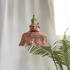 Lampa Wisząca Vintage ze Szklanym Kloszem w Stylu Skandynawskim - Różowy
