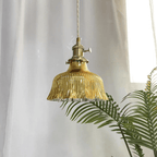 Lampa Wisząca Vintage ze Szklanym Kloszem w Stylu Skandynawskim - Żółty