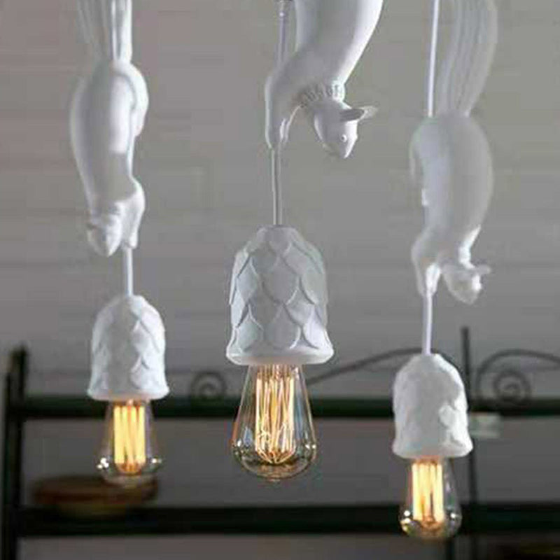 Lampa Wisząca z Figurką Wiewiórki Art Deco z Szyszką - 9