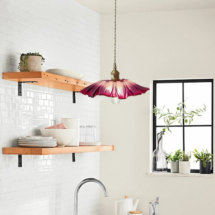 Lampa Wisząca z Kwiatowym Kloszem ze Szkła - 10