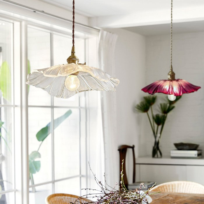 Lampa Wisząca z Kwiatowym Kloszem ze Szkła - 11