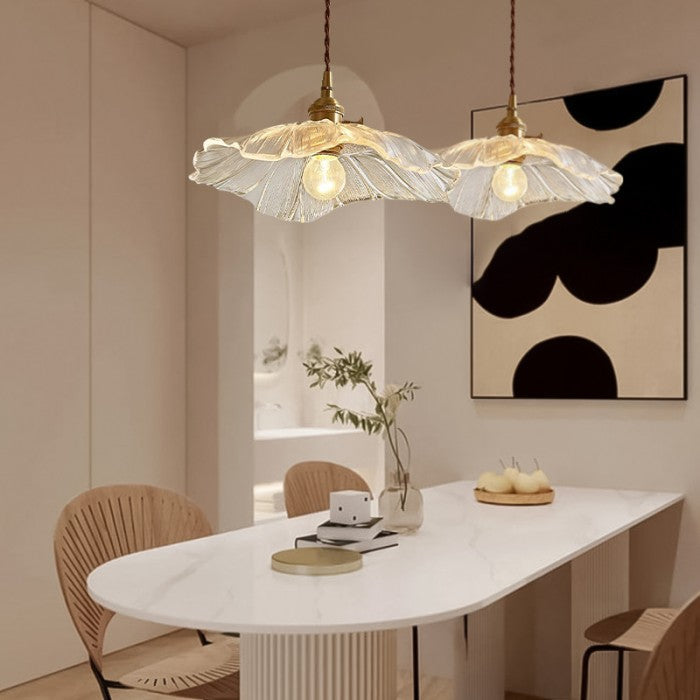 Lampa Wisząca z Kwiatowym Kloszem ze Szkła - 3