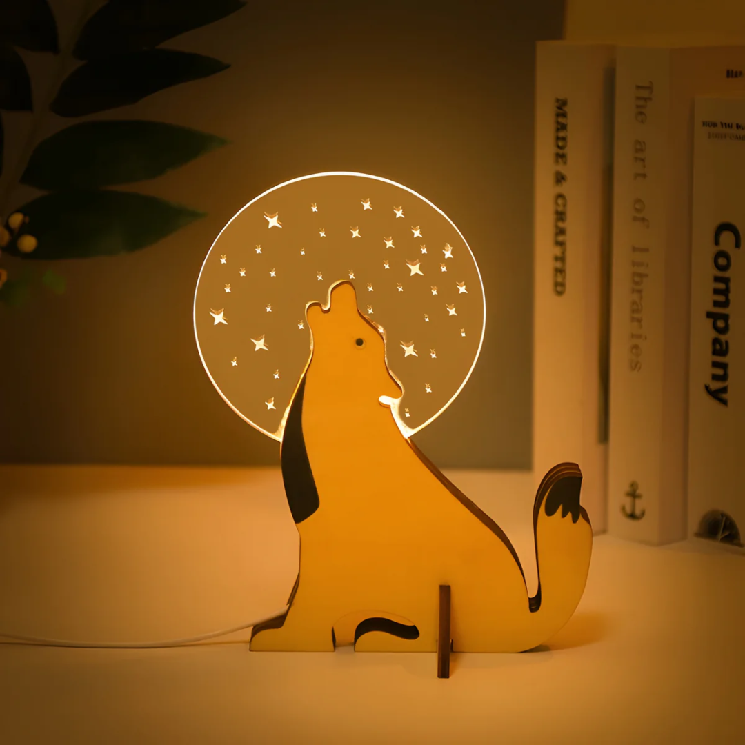 Lampka Nocna Drewniana z Motywem Zwierzęcym do Pokoju Dziecięcego - 7
