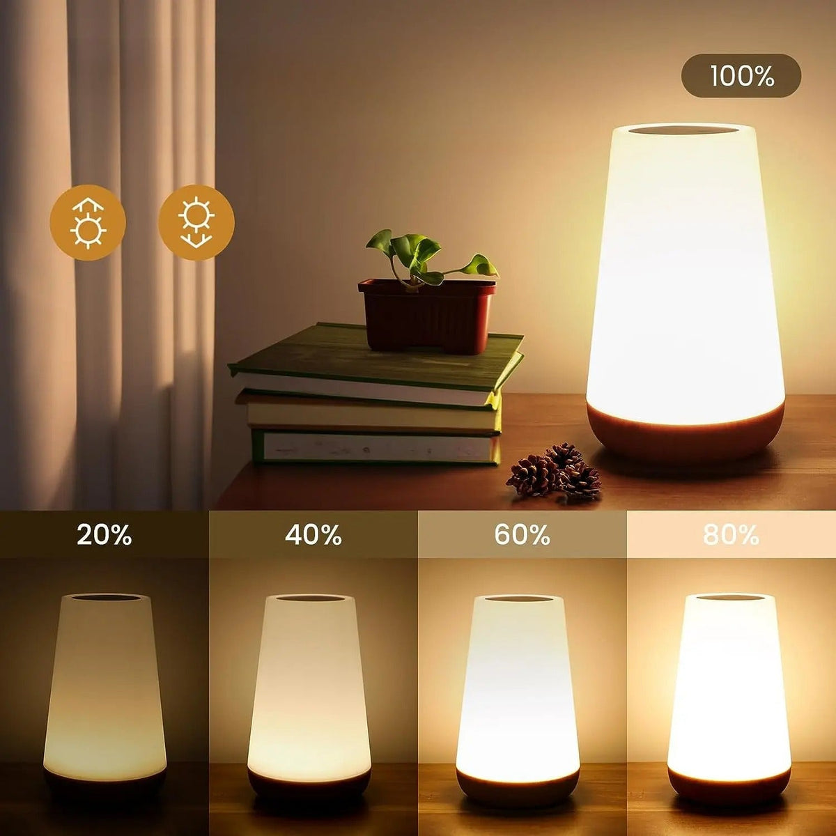 Lampka Nocna z Pilotem i Funkcją Dotykową z Regulacją Jasności
