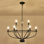 Żyrandół Okrągły Metalowy w Stylu Świecznika z Lampami LED