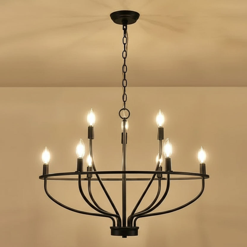 Żyrandół Okrągły Metalowy w Stylu Świecznika z Lampami LED
