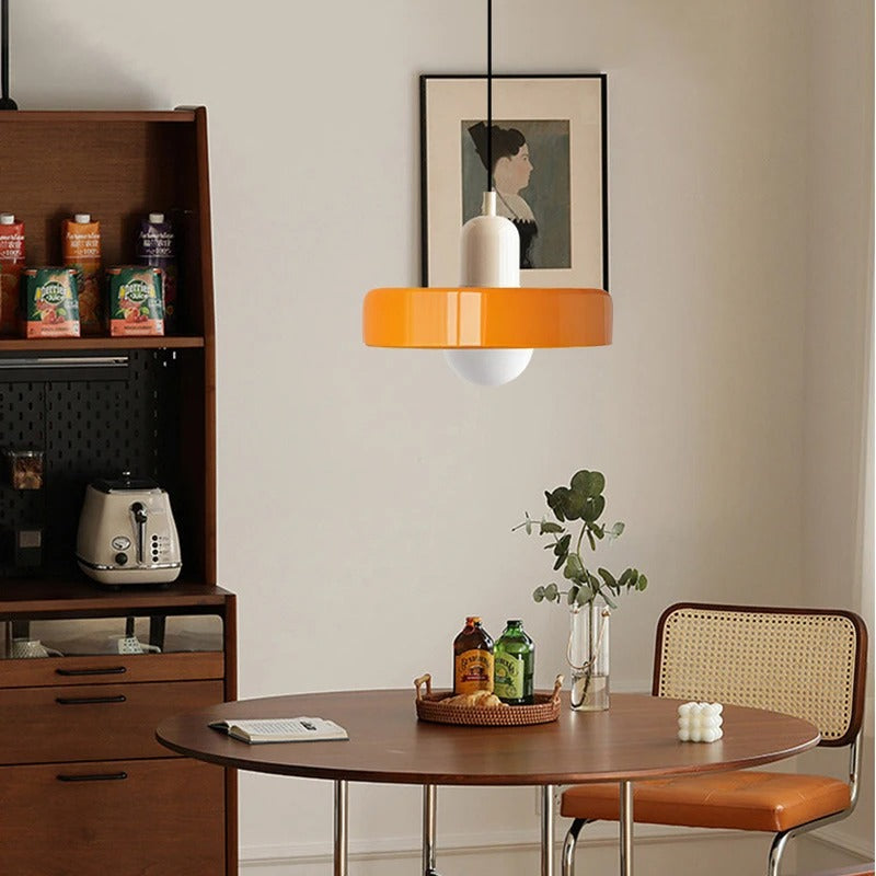Lampa Wisząca Bauhaus z Dwukolorowym Szklanym Kloszem