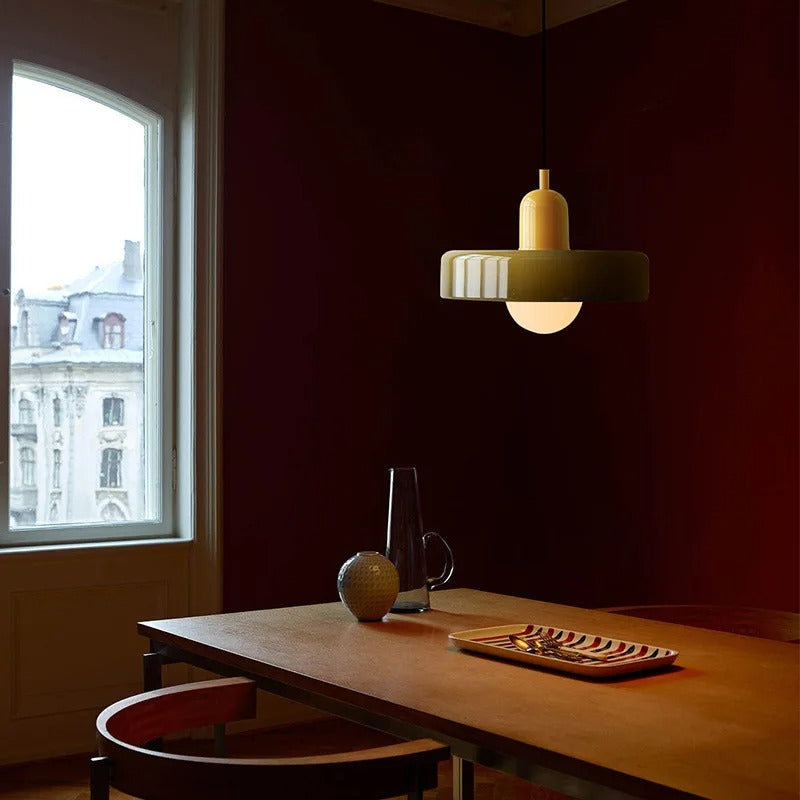 Lampa Wisząca Bauhaus z Dwukolorowym Szklanym Kloszem - 7