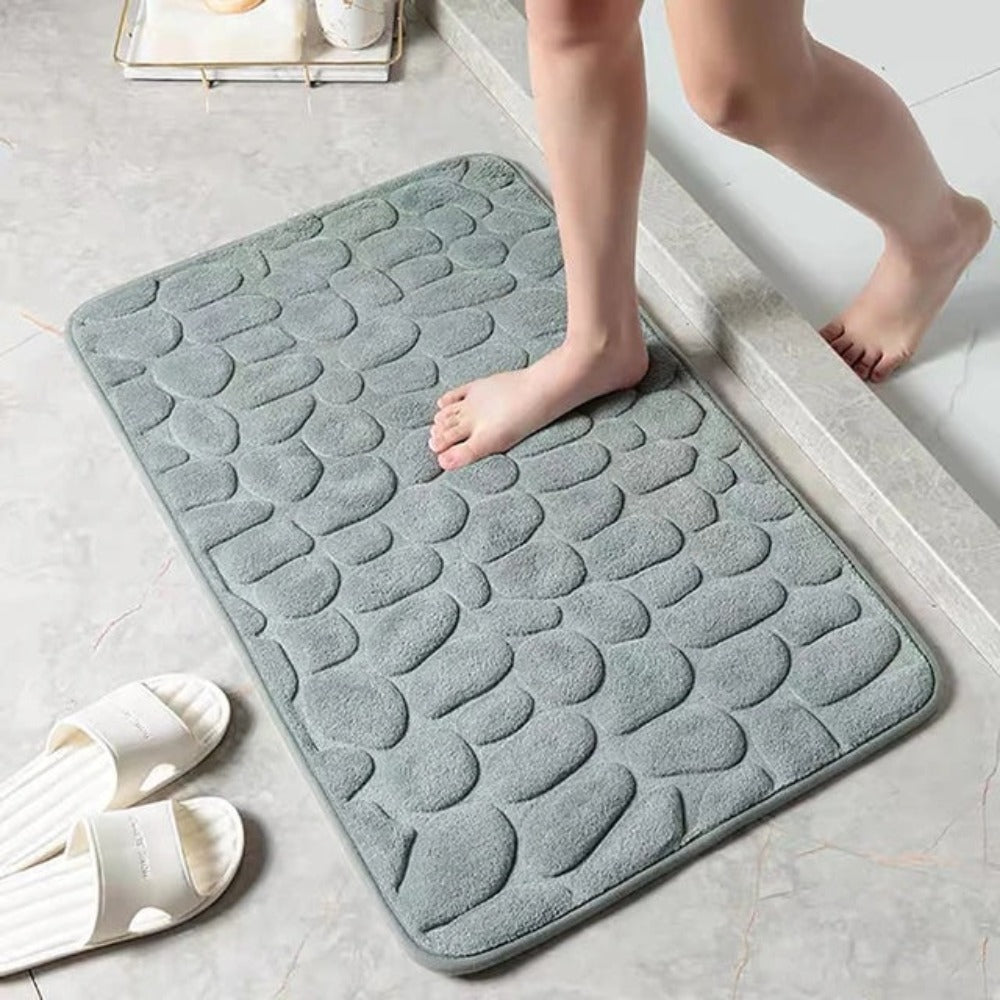 Mata Łazienkowa Antypoślizgowa z Wzorem Kamieni i Wkładem Memory Foam - Szary