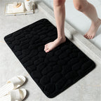 Mata Łazienkowa Antypoślizgowa z Wzorem Kamieni i Wkładem Memory Foam - Czarny