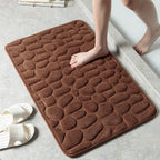 Mata Łazienkowa Antypoślizgowa z Wzorem Kamieni i Wkładem Memory Foam - Brązowy