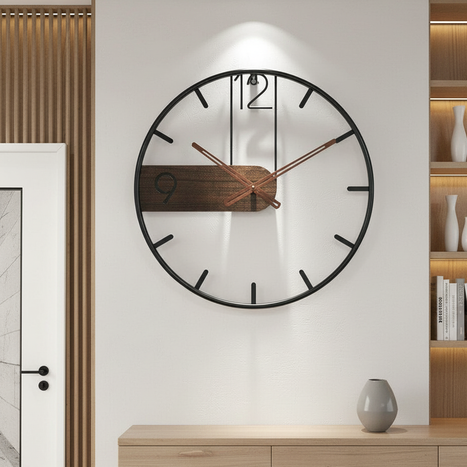 Zegar Ścienny Minimalistyczny z Otwartą Okrągłą Ramą - 3