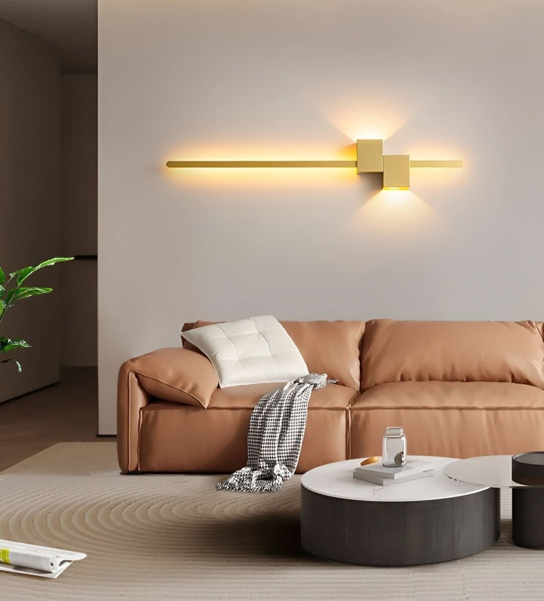 Minimalistyczna Lampa Ścienna LED ze Światłem Pośrednim - Złoty