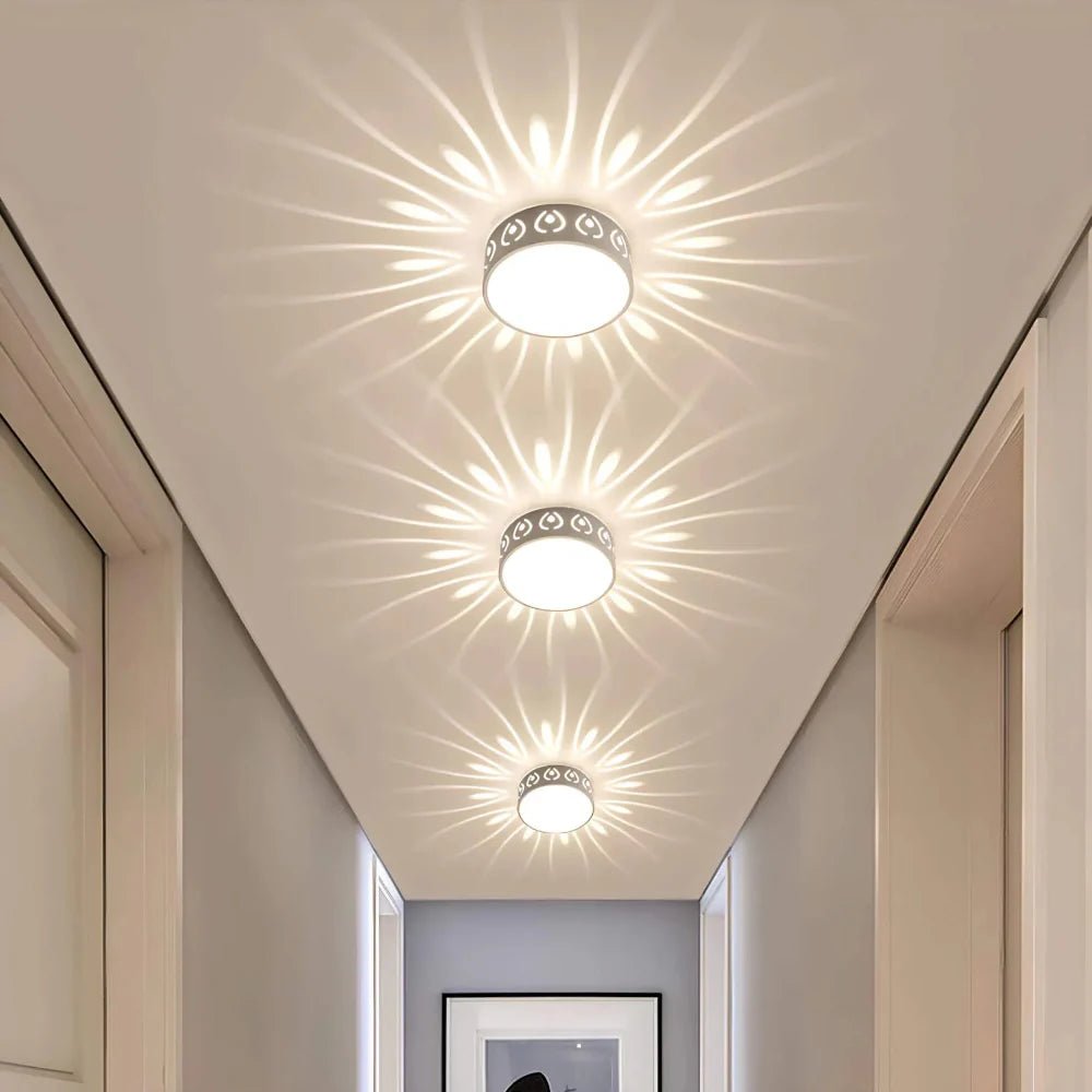 Minimalistyczna Lampa Sufitowa LED z Ażurowym Kloszem - 6