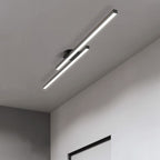 Minimalistyczna Lampa Sufitowa LED z Podwójnym Prętem Świetlnym - Czarny