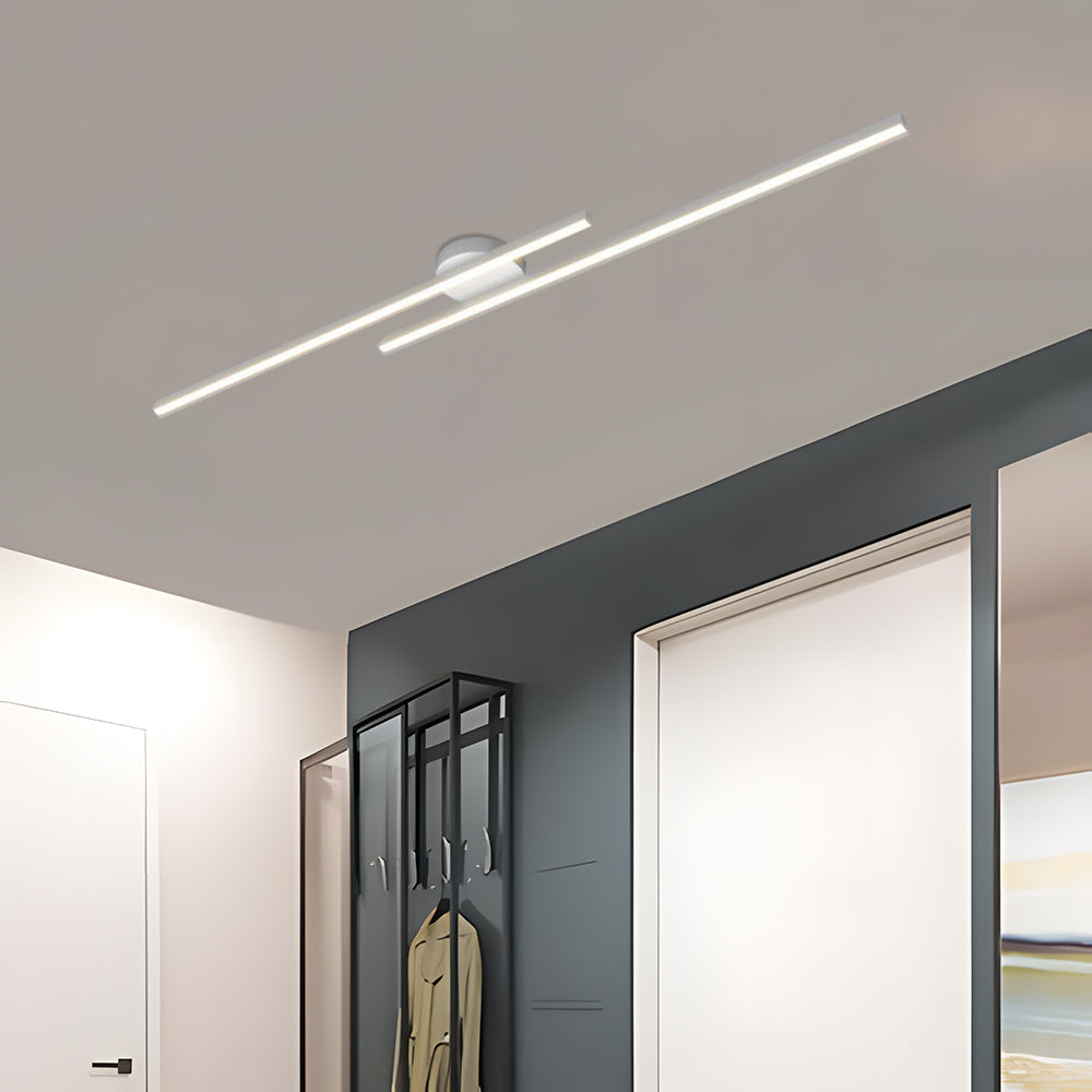 Minimalistyczna Lampa Sufitowa LED z Podwójnym Prętem Świetlnym - Biały