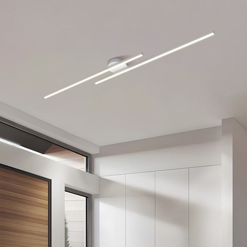 Minimalistyczna Lampa Sufitowa LED z Podwójnym Prętem Świetlnym - Biały