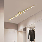 Minimalistyczna Lampa Sufitowa LED z Podwójnym Prętem Świetlnym - Złoty
