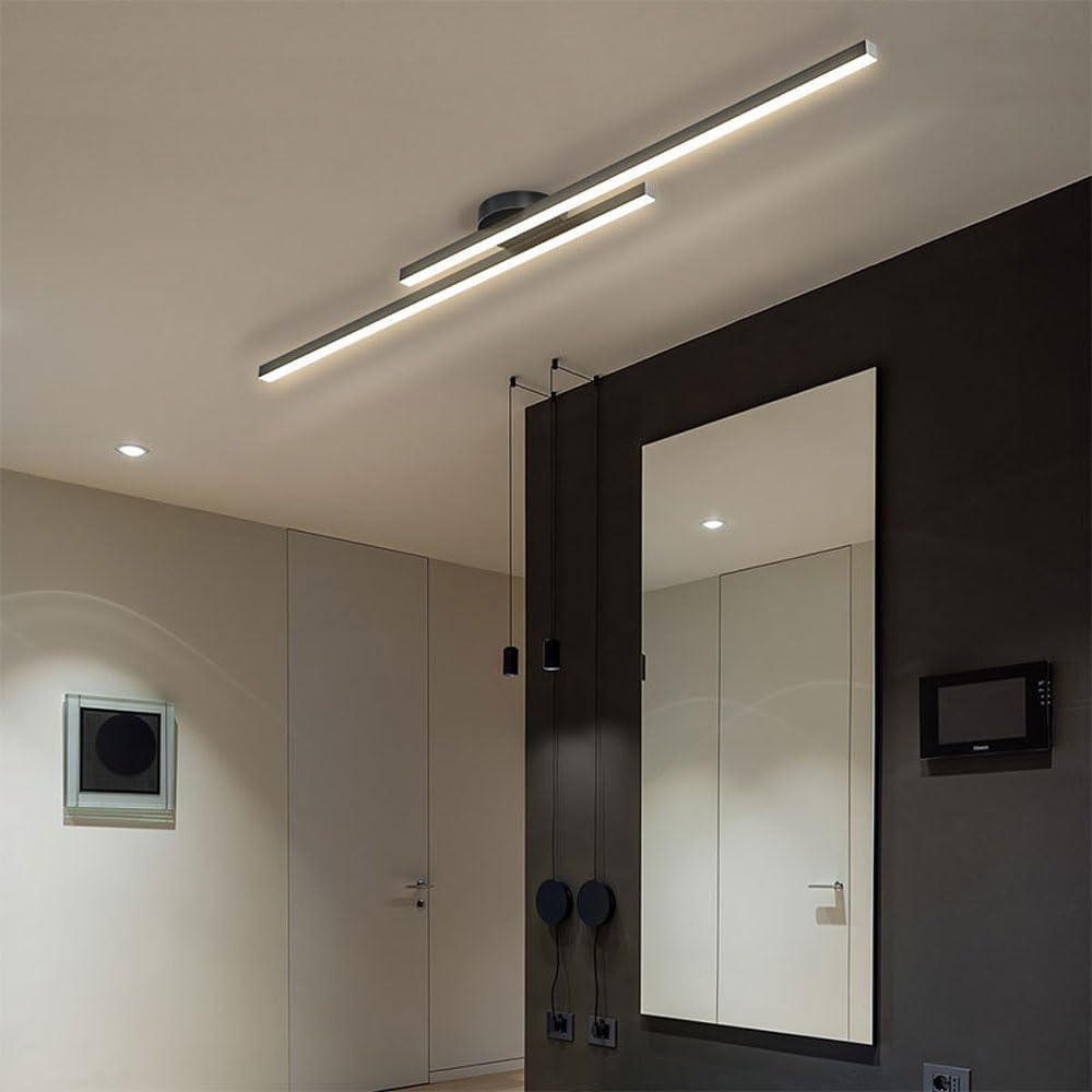 Minimalistyczna Lampa Sufitowa LED z Podwójnym Prętem Świetlnym - 8