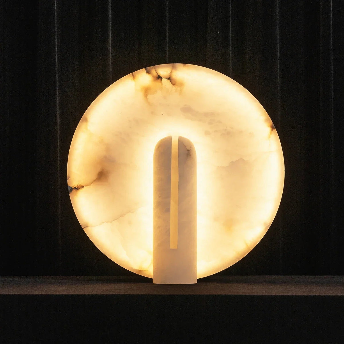 Lampa Stołowa Albastrowa Okrągła z Dyskiem - 16