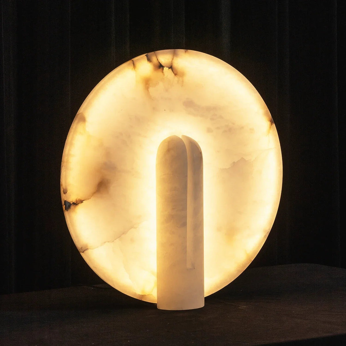 Lampa Stołowa Albastrowa Okrągła z Dyskiem - 18