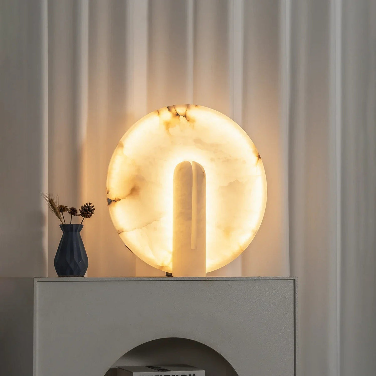 Lampa Stołowa Albastrowa Okrągła z Dyskiem - 3