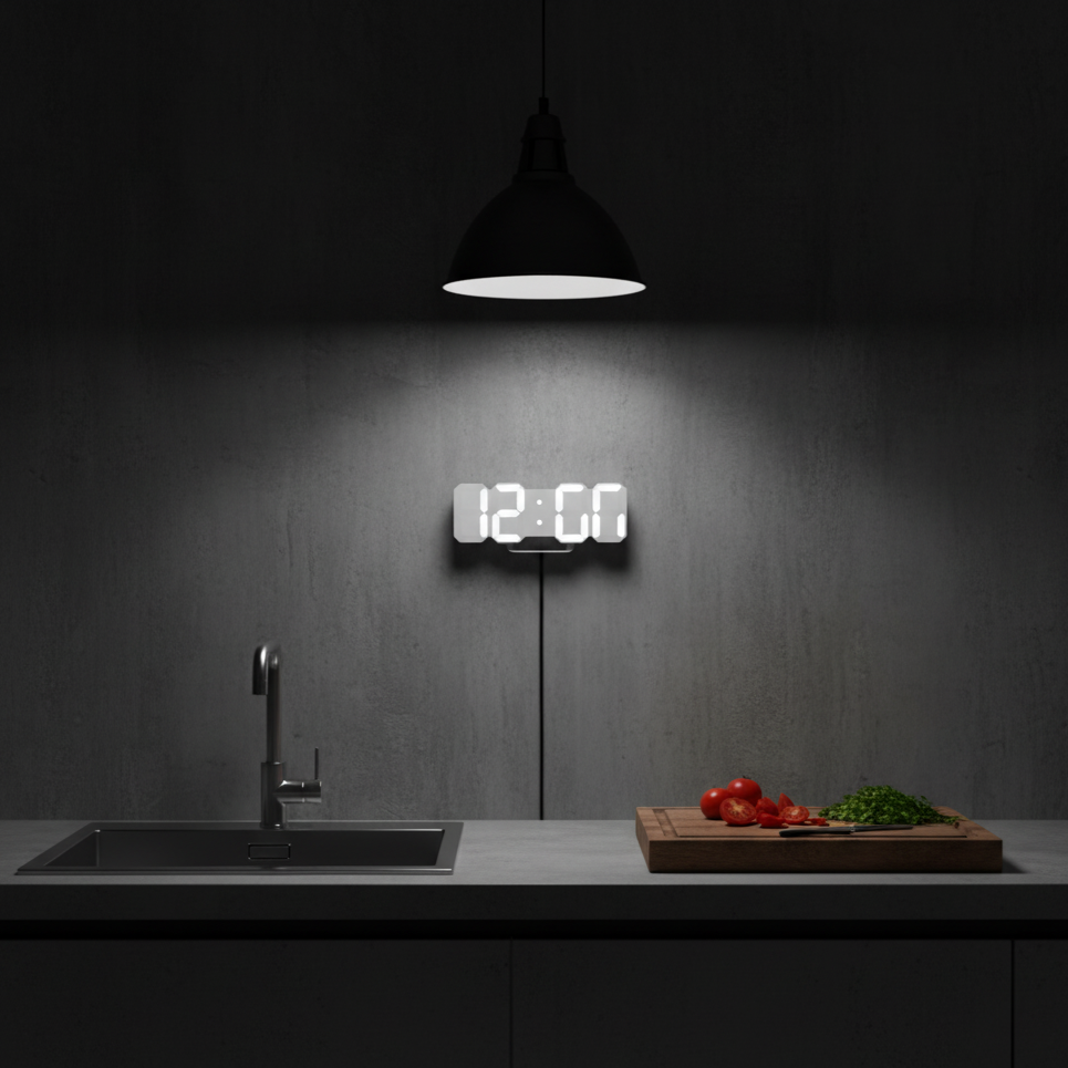 Zegar Ścienny LED 3D Cyfrowy Nowoczesny