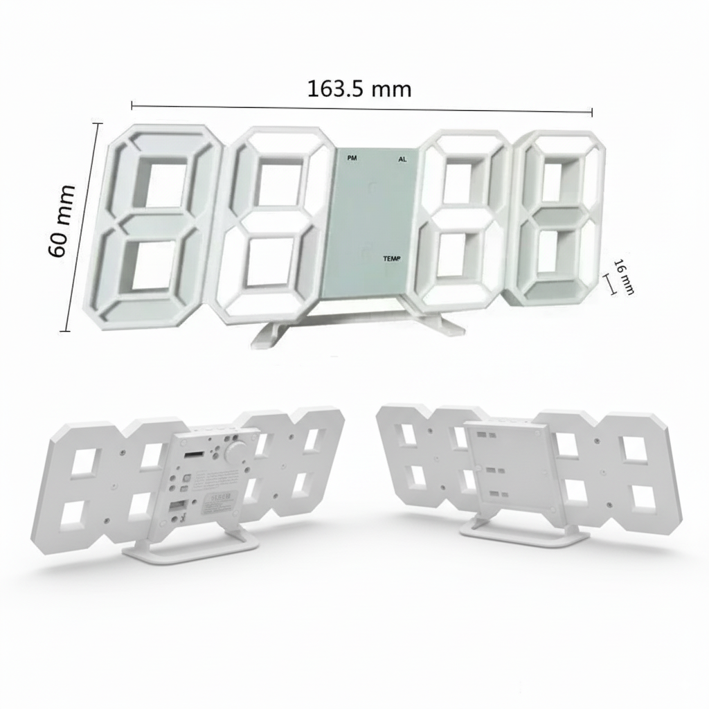 Zegar Ścienny LED 3D Cyfrowy Nowoczesny - 7