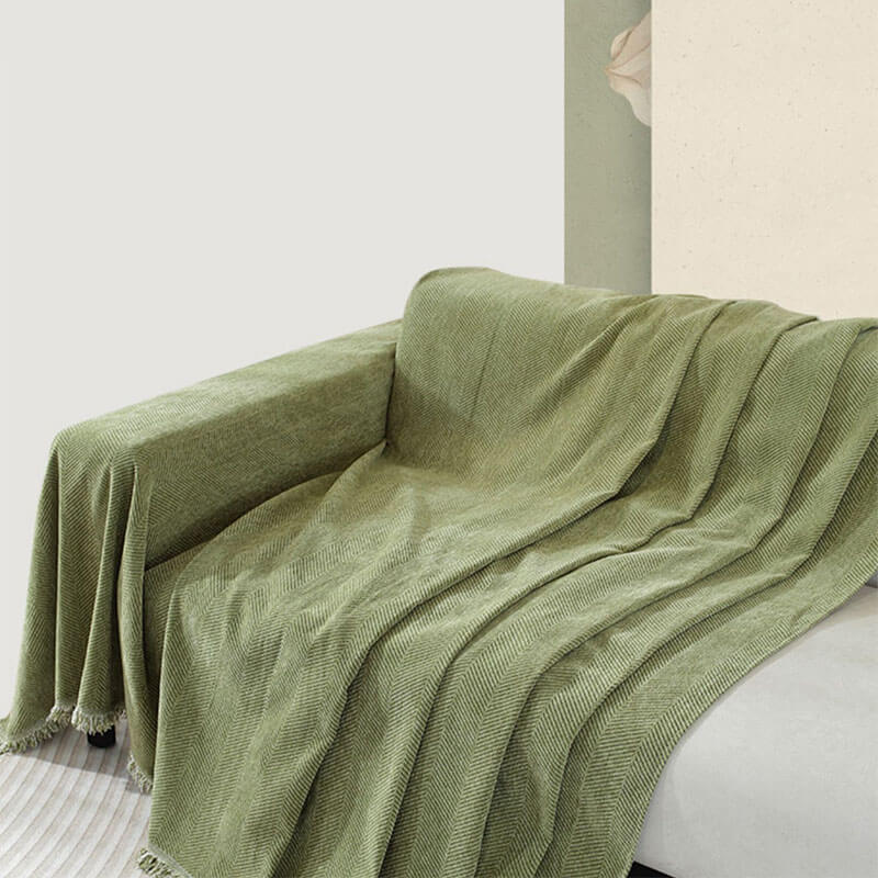 Narzuta na Kanapę z Frędzlami w Jodełkę Chenille - 8