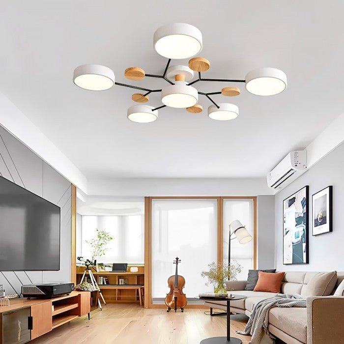 Lampa Sufitowa LED Geometryczna z Drewnianymi Akcentami - 5