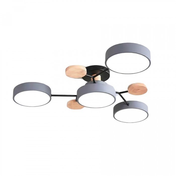 Lampa Sufitowa LED Geometryczna z Drewnianymi Akcentami - 9