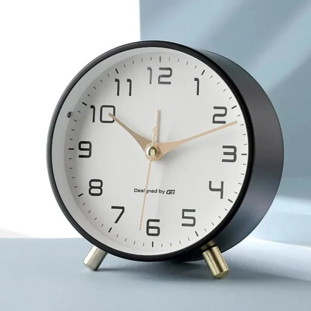 Zegar Stołowy Metalowy Cichy Skandynawski 12 Cm - Czarny