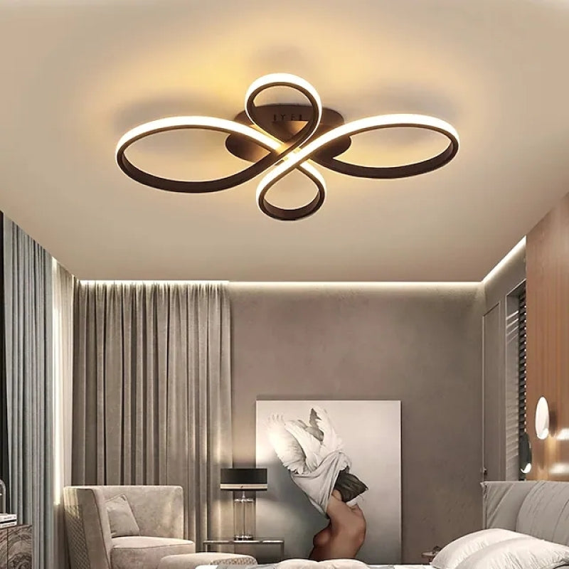 Nowoczesna Lampa Sufitowa LED z Falistymi Pierścieniami - Brązowy
