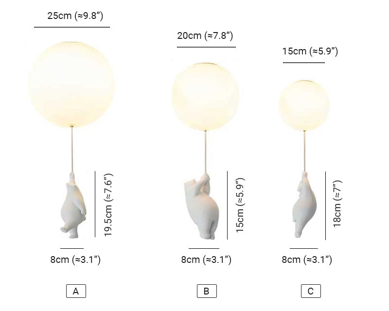 Nowoczesna Lampa Sufitowa LED z Misiem na Balonie - 9